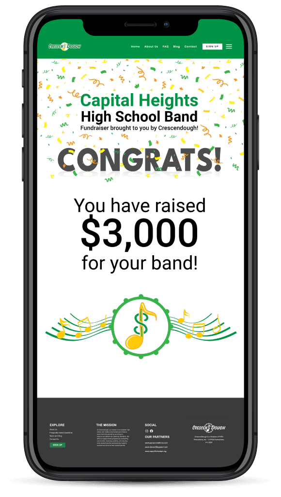 Crescendough Fundraising Screens Congrats